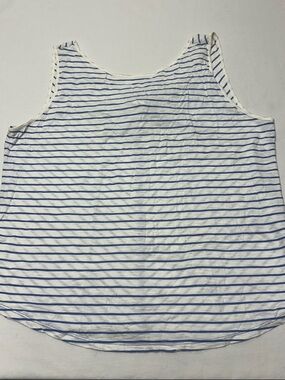 LOFT White and Blue Striped Sleeveless Tank